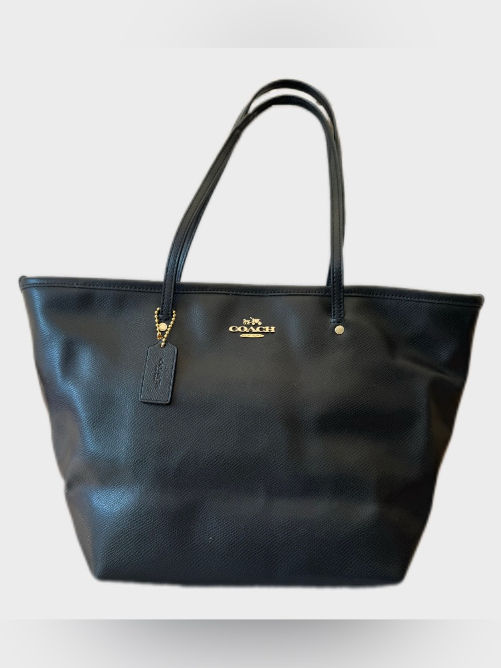 Coach Black Crossgrain Leather Street Zip Tote Bag - Style F34103 - Picture 2 of 11